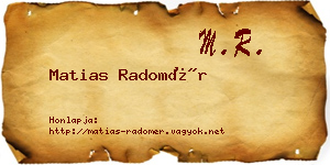 Matias Radomér névjegykártya